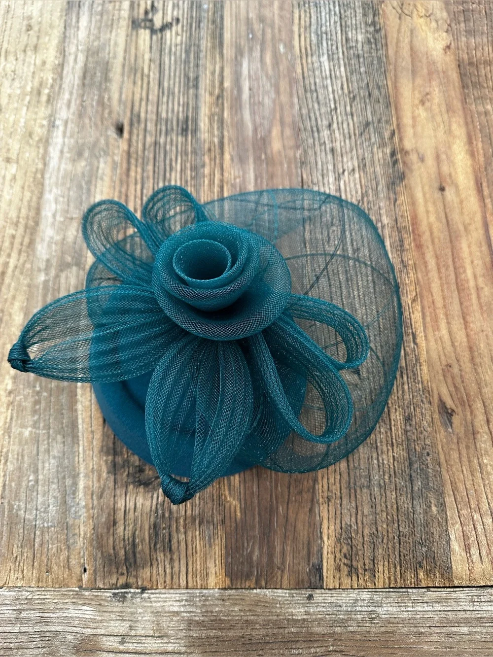 Teal Floral Mesh Fascinator Hat - Women Accessories